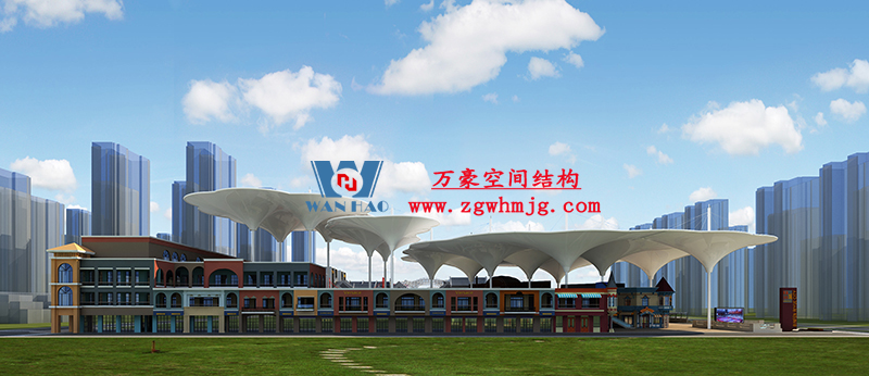 山东聊城万达小镇七彩祥云PTFE膜结构